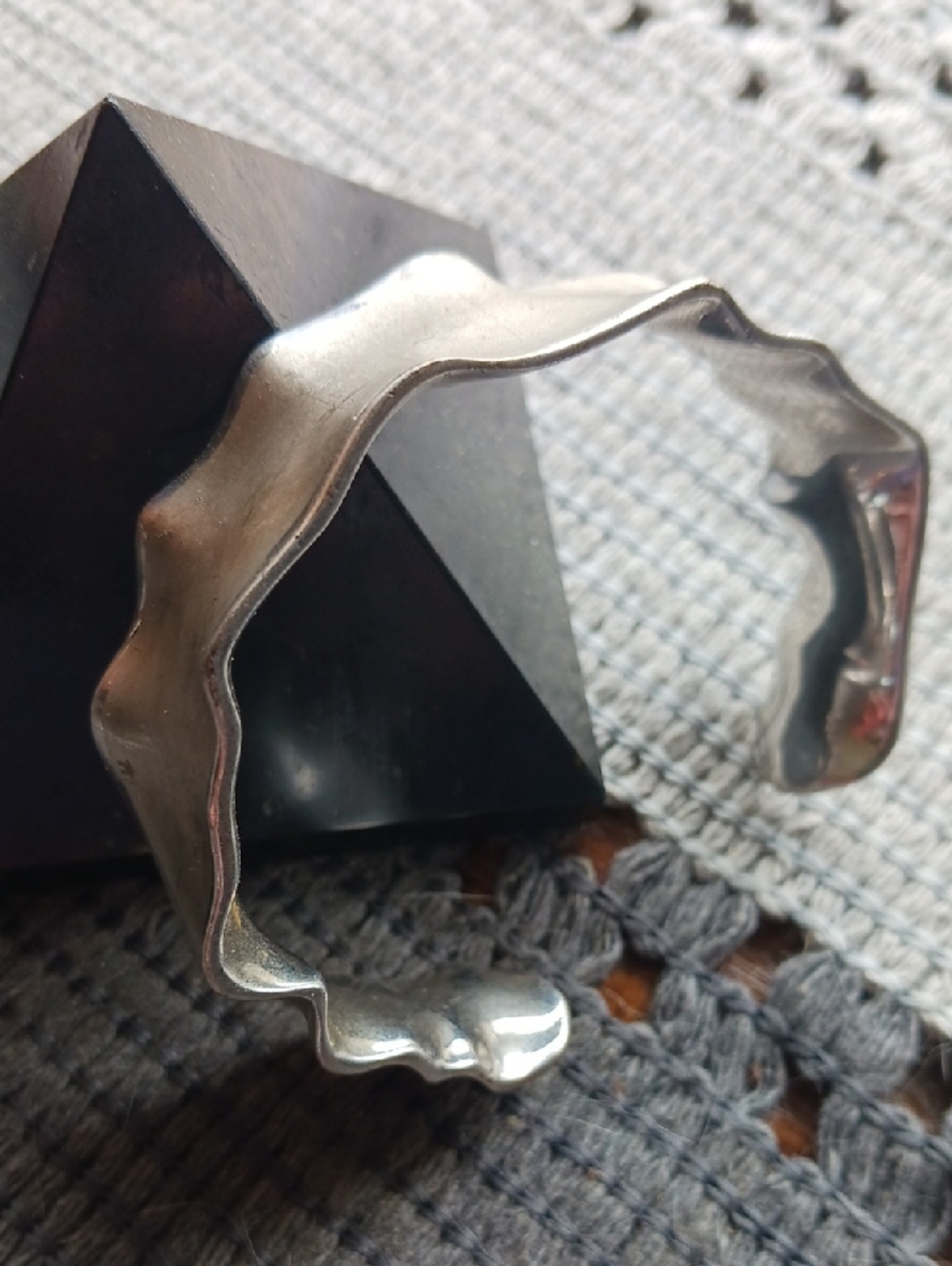 Sterling-Style Silver Wave Cuff Bracelet for Men